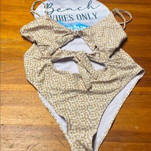 PrettyLittleThing Yellow & White Floral Cutout One-Piece Swimsuit